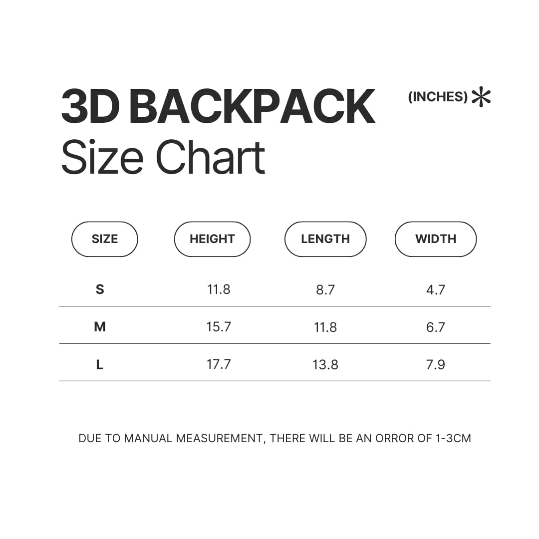 3D Backpack Size Chart - BTS UK Shop