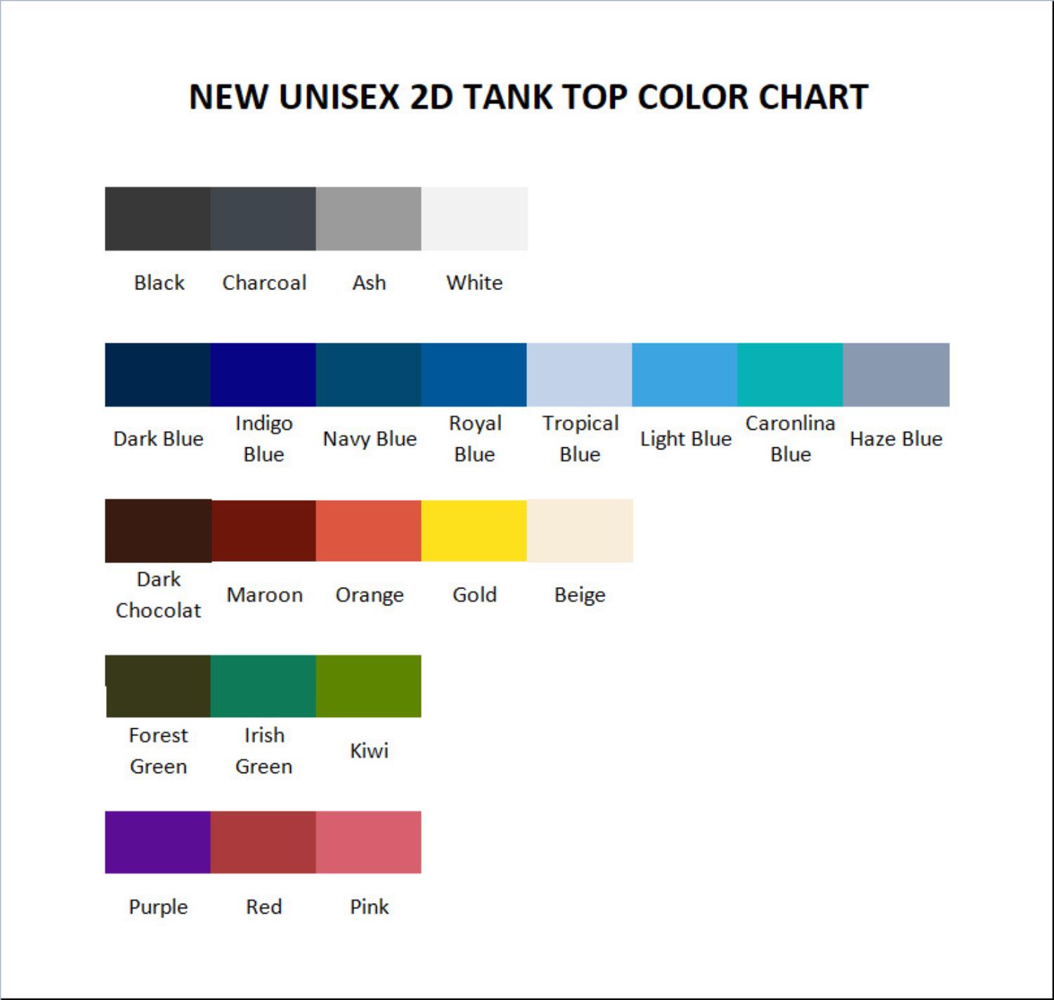 tank top color chart - BTS UK Shop