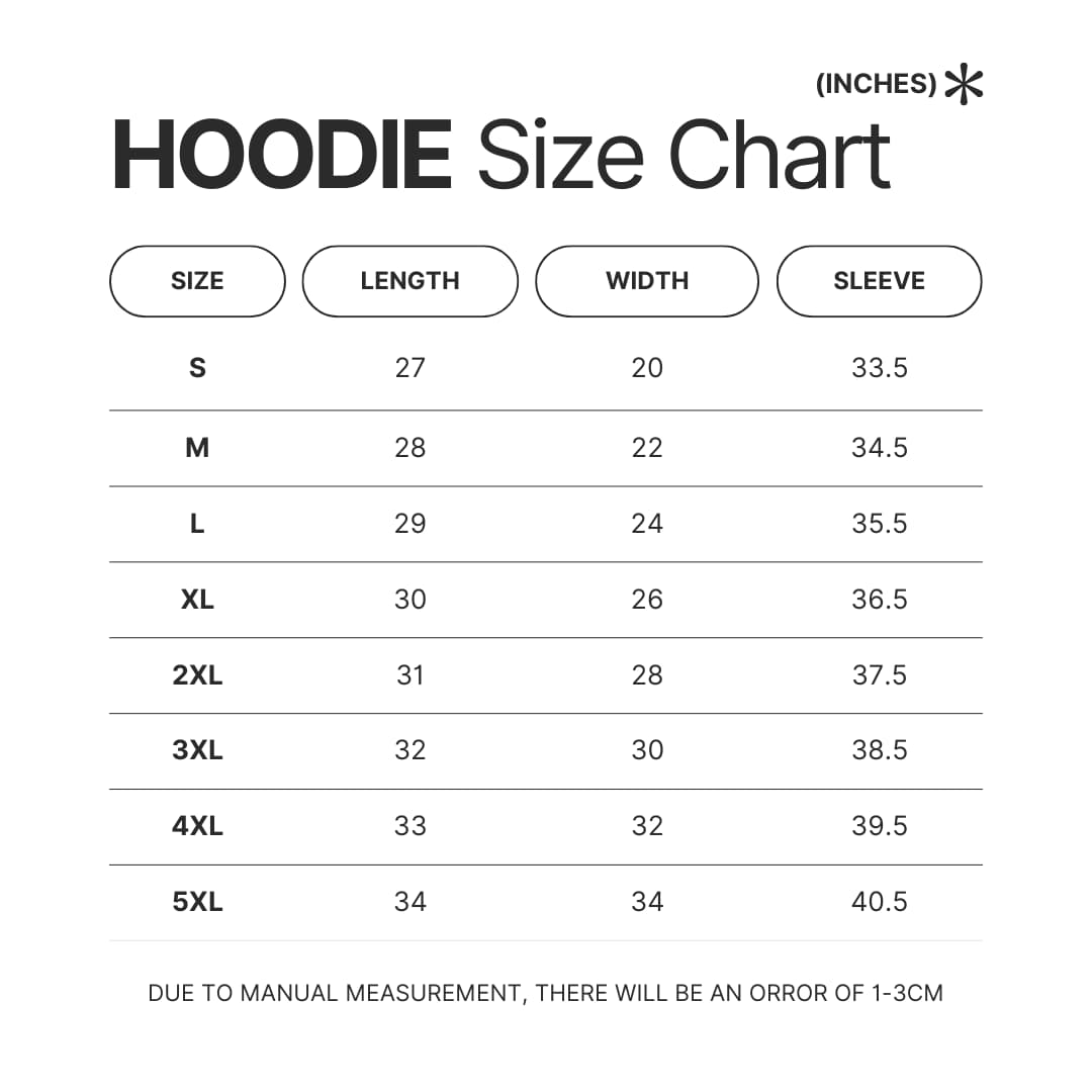 Hoodie Size Chart - BTS UK Shop