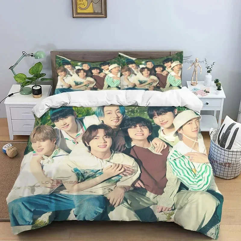 Korean Fashion Singer Group Kpop Jung Kook SUGA Jimin Bedding Set,Duvet Cover Bed Set Quilt Cover Pillowcase,King Queen Size 10