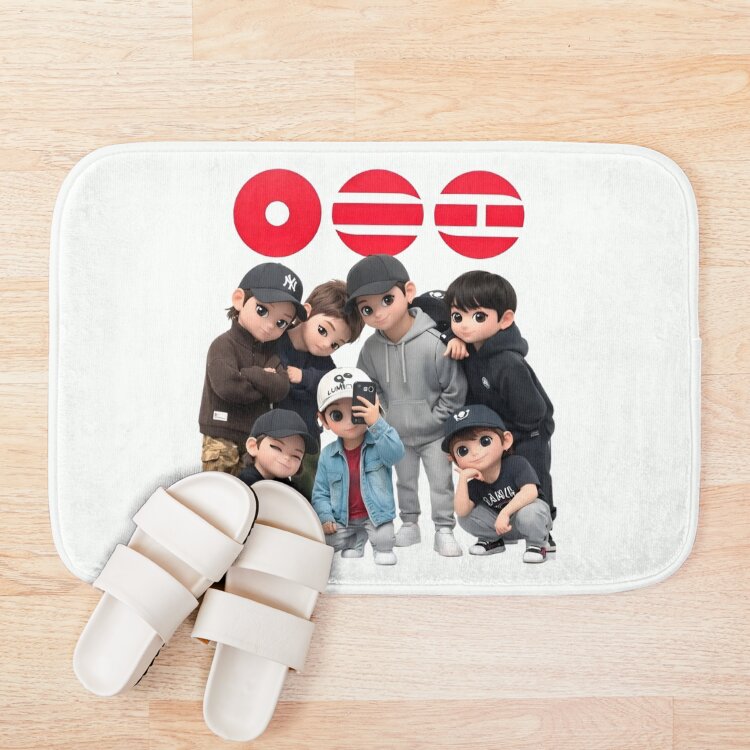 K Pop Group Style Inspired Soft Aesthetic Design Bath Mat - Image 3
