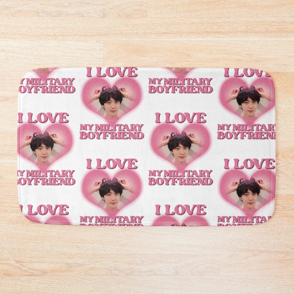 I Love My Military Boyfriend Jin Bath Mat