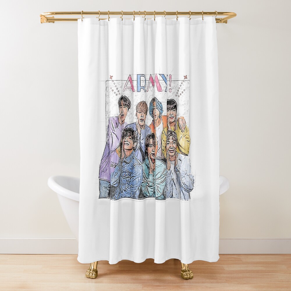 Jin Suga J Hope Rm Jimin V And Jungkook Says Hello To Army Shower Curtain