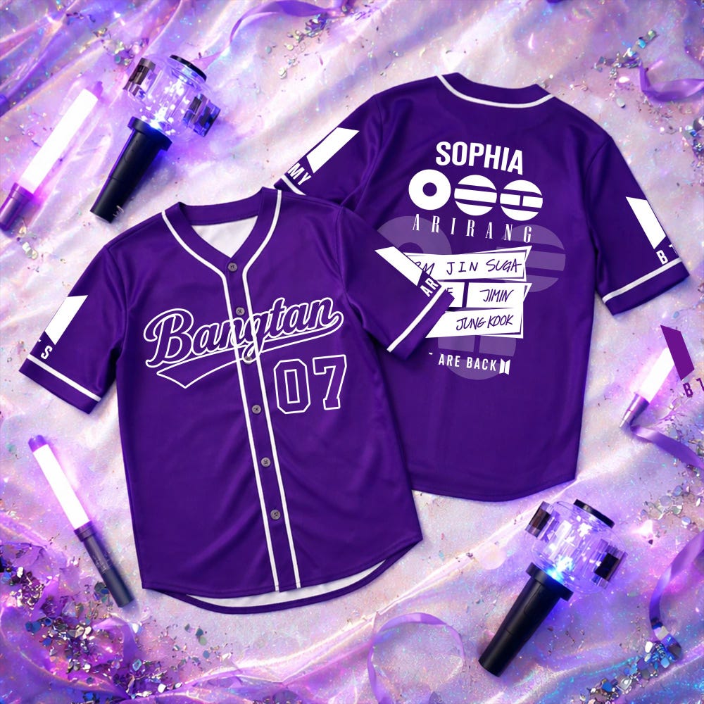 Custom Name BTS World Tour Purple Baseball Jersey