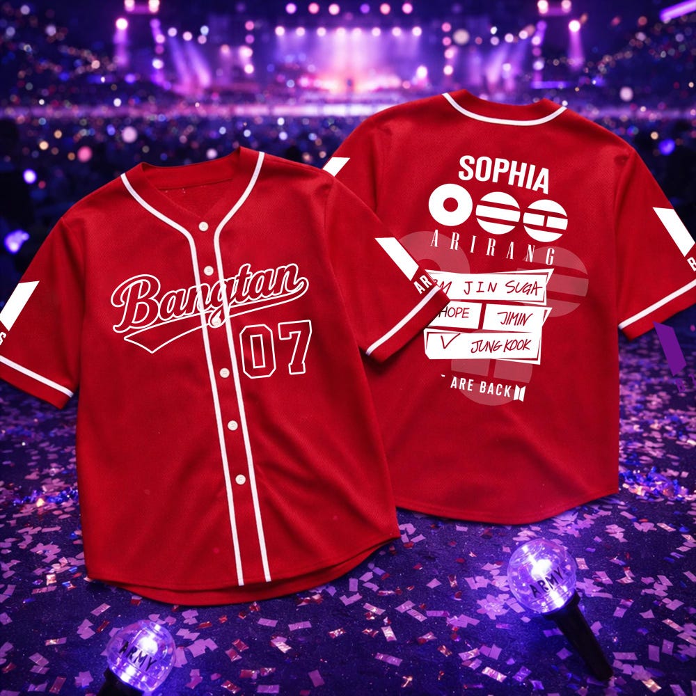 Custom Name BTS World Tour Red Baseball Jersey